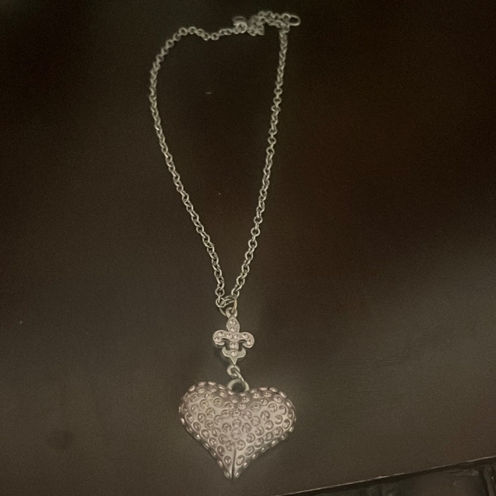 Sisi Amber pink heart and fleurdelis rhinestone necklace